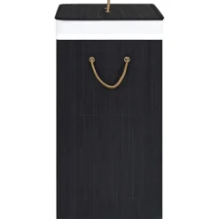 Clearance vidaXL Tvättkorg bambu med 1 sektion 83 L Svart