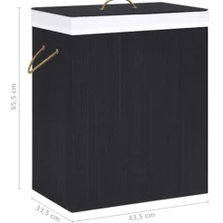 Clearance vidaXL Tvättkorg bambu med 1 sektion 83 L Svart