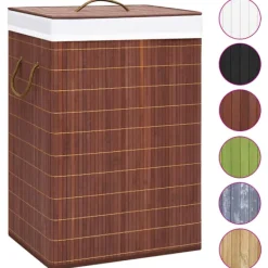 Hot vidaXL Tvättkorg bambu med 2 sektioner 72 L Brun
