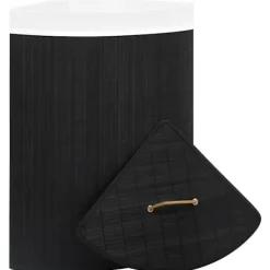 Clearance vidaXL Tvättkorg för hörn bambu 60 L Svart