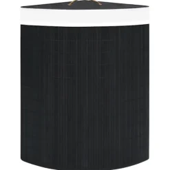Clearance vidaXL Tvättkorg för hörn bambu 60 L Svart