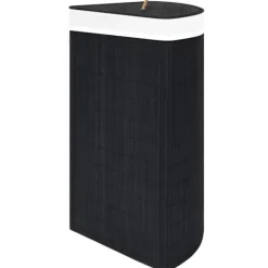 Clearance vidaXL Tvättkorg för hörn bambu 60 L Svart
