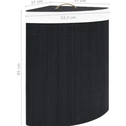 Clearance vidaXL Tvättkorg för hörn bambu 60 L Svart