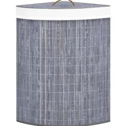 Clearance vidaXL Tvättkorg för hörn bambu 60 L grå