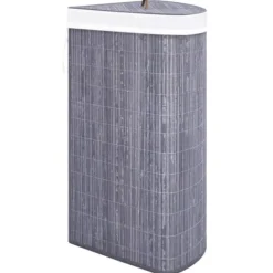 Clearance vidaXL Tvättkorg för hörn bambu 60 L grå