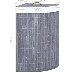 Clearance vidaXL Tvättkorg för hörn bambu 60 L grå