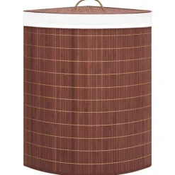 Best vidaXL Tvättkorg för hörn bambu 60 L Brun