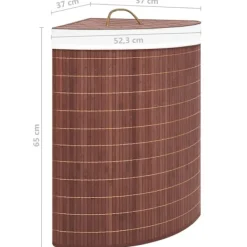 Best vidaXL Tvättkorg för hörn bambu 60 L Brun