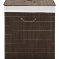 Hot vidaXL Tvättkorg i bambu rektangulär mörk Brun