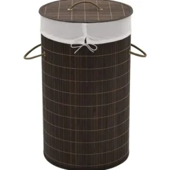 Hot vidaXL Tvättkorg i bambu rund Brun