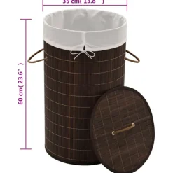 Hot vidaXL Tvättkorg i bambu rund Brun