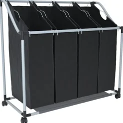 Discount vidaXL Tvättsorterare med 4 påsar grå Svart