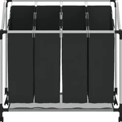 Discount vidaXL Tvättsorterare med 4 påsar grå Svart