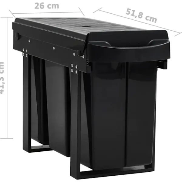 Discount vidaXL Utdragbar sophink mjuk stängning 36 L Svart