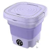Outlet Vikbar Bärbar Tvättmaskin med Centrifug 8L 220V Mini Automatisk Tvätt för Strumpor Underkläder Lila