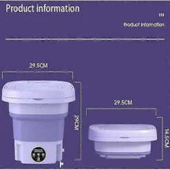Outlet Vikbar Bärbar Tvättmaskin med Centrifug 8L 220V Mini Automatisk Tvätt för Strumpor Underkläder Lila