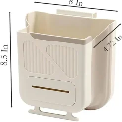 Outlet Vikbar Hängande Papperskorg 21,6 x 20,3 x 12 cm Vit Plast Köksavfallsbehållare