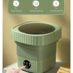 Vikbar Tvättmaskin, 3 Rengöringslägen, 6L Kapacitet Liten Handtvättmaskin med Torktumlare för Resor, Husbil, Sovsalar