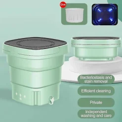 Hot Vikbar tvättmaskin med torkkorg för kläder, strumpor, underkläder, mini, grön, EU