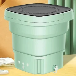 Hot Vikbar tvättmaskin med torkkorg för kläder, strumpor, underkläder, mini, grön, EU