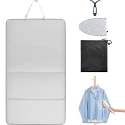 Hot Vikbart ångstrykjärn med skyddshandske och förvaring, bärbar pressmatta för borttagning av rynkor på kostymer och skjortor, Rese