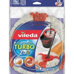Outlet VILEDA 2-i-1 ersättningshuvud för EasyWring & Clean Turbo Mop - Mikrofiber vit röd Röd, Vit