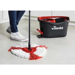 Outlet VILEDA 2-i-1 ersättningshuvud för EasyWring & Clean Turbo Mop - Mikrofiber vit röd Röd, Vit