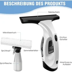 Sale Vindrutetorkare - fönsterputsare - fönsterskrapa - fönsterrengörare - sladdlös fönstertvätt - vattentank, spray med