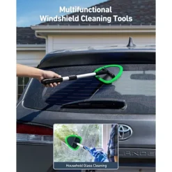 Hot Vindrutetvätt, bilvindrutetvättverktyg för insidan med 4 återanvändbara och tvättbara mikrofiberkuddar, grön-FF- green