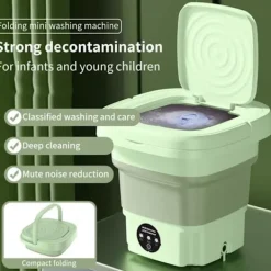 Outlet Generic (Violett) Mini Tvättmaskin - WIRLSWEAL - Vikbar Modell - 8L - Portabel - Blått Ljus Sterilisering Purple