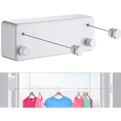 Hot Vit hopfällbar tvättlina för inomhus- och utomhusbruk - Tung