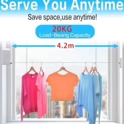 Hot Vit hopfällbar tvättlina för inomhus- och utomhusbruk - Tung