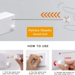 Hot Vit hopfällbar tvättlina för inomhus- och utomhusbruk - Tung