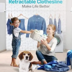 Hot Vit hopfällbar tvättlina för inomhus- och utomhusbruk - Tung