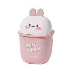 Online (Vit Kanin) Liten Soptunna med Lock Söt Kanin Mini soptunna 1,5 Liter Skrivbordssoptunna för Skrivbord, Sovrum, Kontor