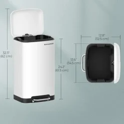 Best Songmics Vit pedalhink med innerhink och mjukstängande lock – 30 liter