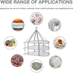 Discount Unbranded 3-vånings torkställning för tröjor, hängande klädtork, tvättnätstorkställning, hopfällbar [D]