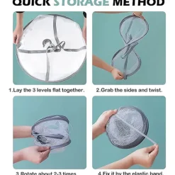 Online 3-vånings torkställning för tröjor, hängande klädtork, tvättnät, hopfällbar