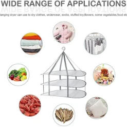 Online 3-vånings torkställning för tröjor, hängande klädtork, tvättnät, hopfällbar