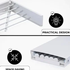 Best Vonia Väggtorkställning - Infällbar - Klädtorkställning för Inomhus- och Utomhusbruk - Väggmonterad Torkställning för Vägg - 80 x 40 cm - Vit