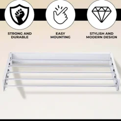 Best Vonia Väggtorkställning - Infällbar - Klädtorkställning för Inomhus- och Utomhusbruk - Väggmonterad Torkställning för Vägg - 80 x 40 cm - Vit