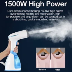 Clearance 1500W Handhållen Ångare för Kläder och Tyger, 280ml, Portabelt Ångstrykjärn, Skrynkelborttagare, 15 Sekunders Snabb Uppvärmning