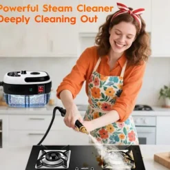 Online 2500W Handhållen Ångrengörare – Tryckångare med 3 Borsthuvuden, 6 Nivåer, 1000ml Vattentank