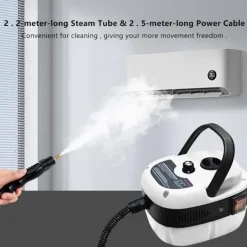 Online 2500W Handhållen Ångrengörare – Tryckångare med 3 Borsthuvuden, 6 Nivåer, 1000ml Vattentank