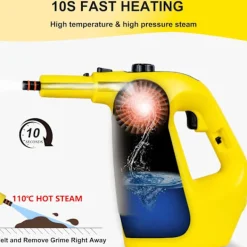 New 1400W Handhållen ångrengörare för hemmet, påfyllning av vatten under användning, ångrengörare med högt tryck för rengöring av klädsel, Dee