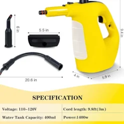 New 1400W Handhållen ångrengörare för hemmet, påfyllning av vatten under användning, ångrengörare med högt tryck för rengöring av klädsel, Dee
