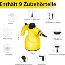 Online 1000W Handhållen Ångrengörare med 9 Tillbehör för Fläckborttagning, Fett, Bilsäten, Fönster, Soffa, 350ml Tank