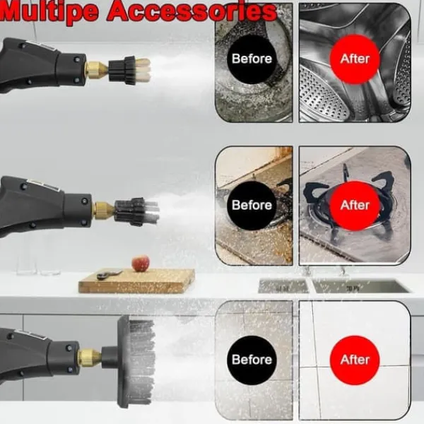 Online 2500W Handhållen Ångtvätt – Tryckångare med 3 Borsthuvuden, 6 Nivåer, 1000ml Vattentank