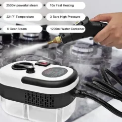 Online 2500W Handhållen Ångtvätt – Tryckångare med 3 Borsthuvuden, 6 Nivåer, 1000ml Vattentank