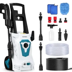 Hot Yofidra 2500W Högtryckstvätt, 250 Bar Starkt Vattentryck, 390l/H Vattenflöde, Lämplig För Rengöring Av Stora Ytor Och Borttagning Av Fläckar.